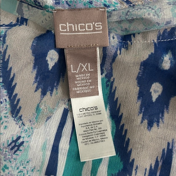 Chico's Blue Multi-Print Lightweight Poncho Top - Picture 7 of 8